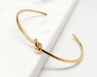 Gold Dainty Bracelet, Tie the Knot Bracelet, Love Knot Bracelet Bangle, Wedding Bracelet, Bridesmaid Bracelet, Gift for her, 2.0mm