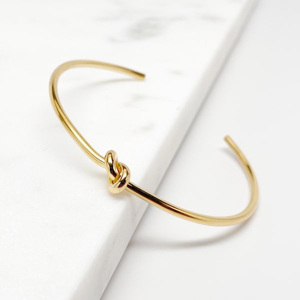 Gold Dainty Bracelet, Tie the Knot Bracelet, Love Knot Bracelet Bangle, Wedding Bracelet, Bridesmaid Bracelet, Gift for her, 2.0mm