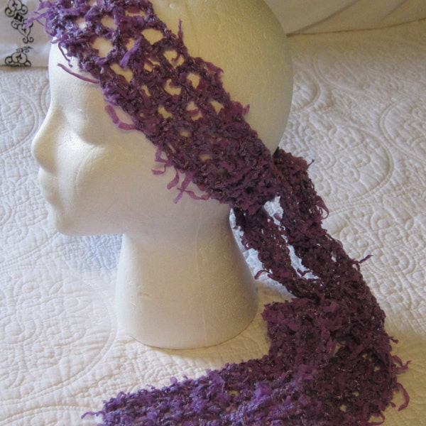 Crochet Head*Scarf,Gypsy Headscarf,Head wrap,Headband,Boho,Headscarf,Free Shipping,Purple,Purple Headband,Hair Accessories,Teen Fashion