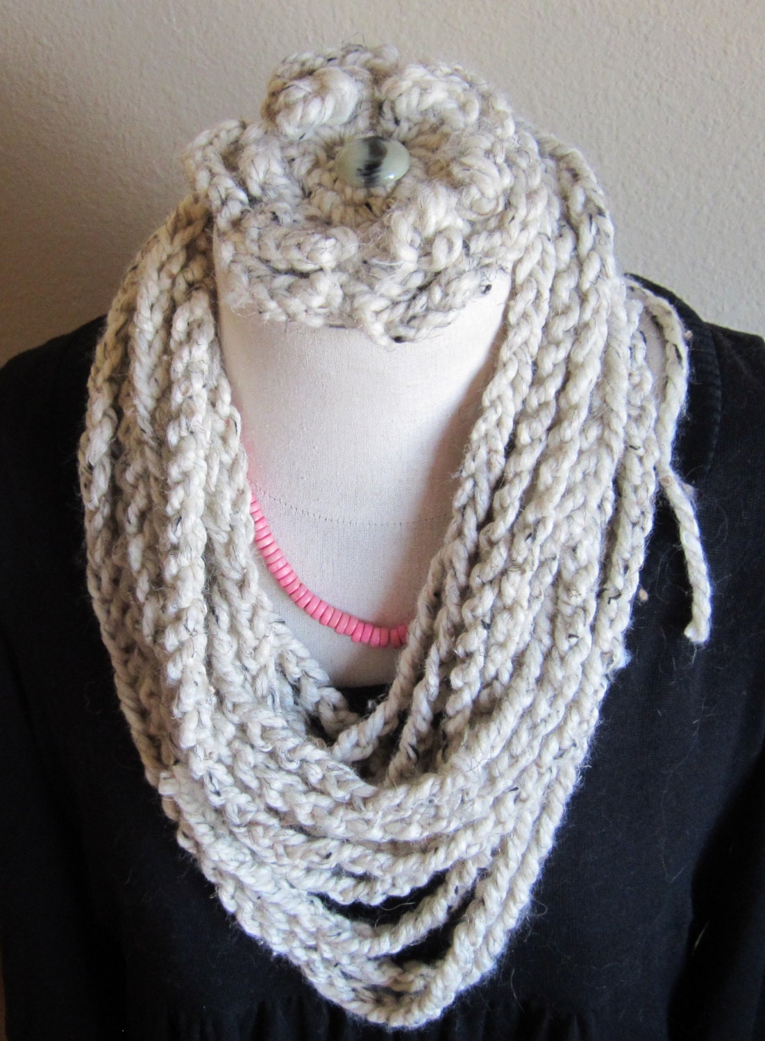 Crochet Cowlcowl With Removable Flowerinfinity - Etsy