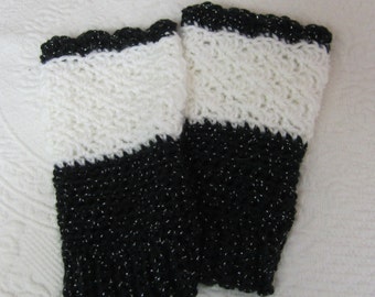 Fingerless Gloves*Texting Gloves,Black and White Gloves,Sparkly Black Gloves,Fingerless,Gloves,Driving Gloves,Winter Gloves,Free Shipping