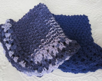Knit Dishcloth*Washcloth,Dish Rag,Wash Rag Set of two,Cotton,Purple Dish Cloths,Kitchen,Kitchen Decor,Retro,Free Shipping