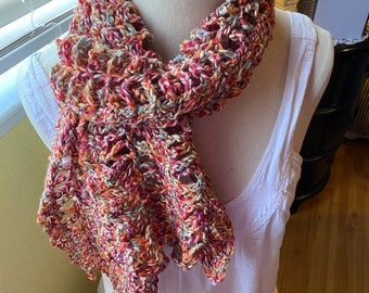 Crochet Scarf*Scarf,Wrap,Shawl,Cotton Scarf,Hooded Scarf,Feminine Scarf,Womens Fashion,Multi Color Scarf,Boho Scarf,Long Scarf,Free Shipping