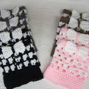 Crochet Boot Cuffs*Checkered Boot Cuffs,Boot Toppers,Boot Cuffs with a Bow,Bows,Pink Cuffs,Gray Cuffs,Black Cuffs,Brown Cuffs,Free Shipping