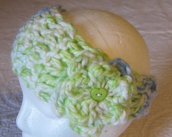 Crochet Headband*Head Warmer,Headband with Removable Flower,Flower,Adjustable Headband,Button Closure,Free Shipping