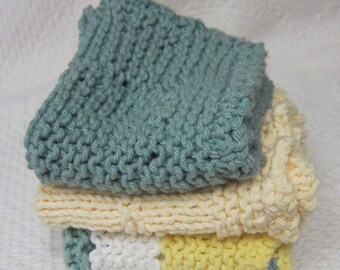 Knit,Dishcloth*Washcloth,Dish Rag,Wash Rag,Cotton,Houseware,Yellow,Kitchen Decor,Kitchen,Retro Kitchen,Housewarming Gift,Gift,Free Shipping