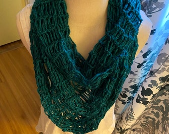 Crochet Cowl*Cowl,Hooded Scarf,Scarf,Dark Teal Cowl, Hippie Cowl,Infinity Scarf,Teen Fashion,Winter Fashion,Designer Cowl,Free Shipping,Gift