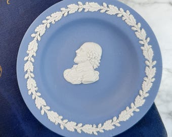 Vintage Wedgwood Jasperware Dish | William Shakespeare Portrait, Portland Blue