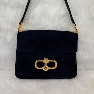 Bolso de hombro vintage de ante azul de Nicholas Reich, bolso de mano de ante azul de Nicholas Reich