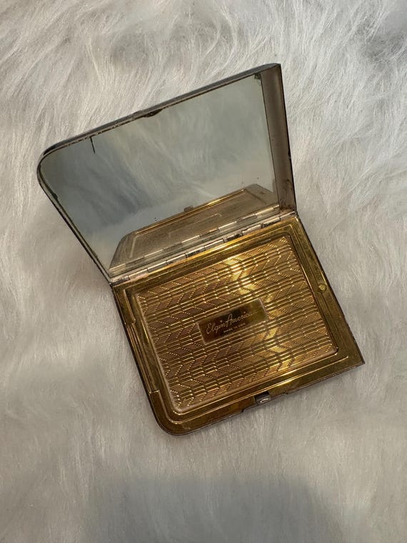 Vintage Elgin American Rectangular Silver Compact… - image 3