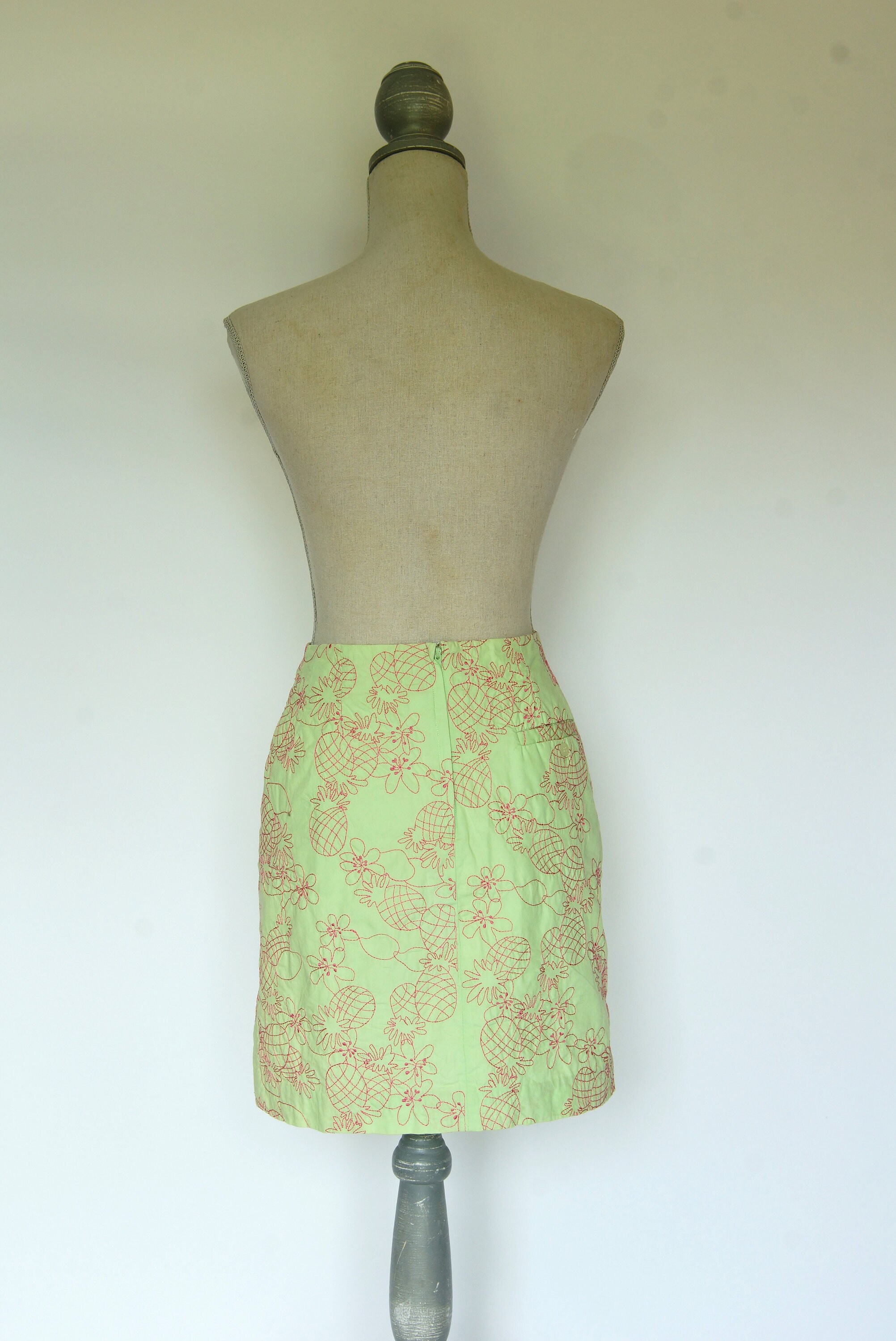 Jupe Short Lilly Pulitzer Vintage Taille 10 – Motif Floral Rose Et Vert, Fermeture Zip