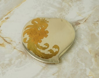 Vintage Elgin American Compact, Abstract Heart Shaped Elgin American Compact