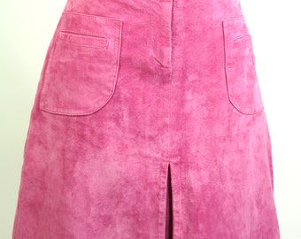 Vintage Lilly Pulitzer Hot Pink Suede Skirt, Size 2 Lilly Pulitzer Pink Suede Skirt