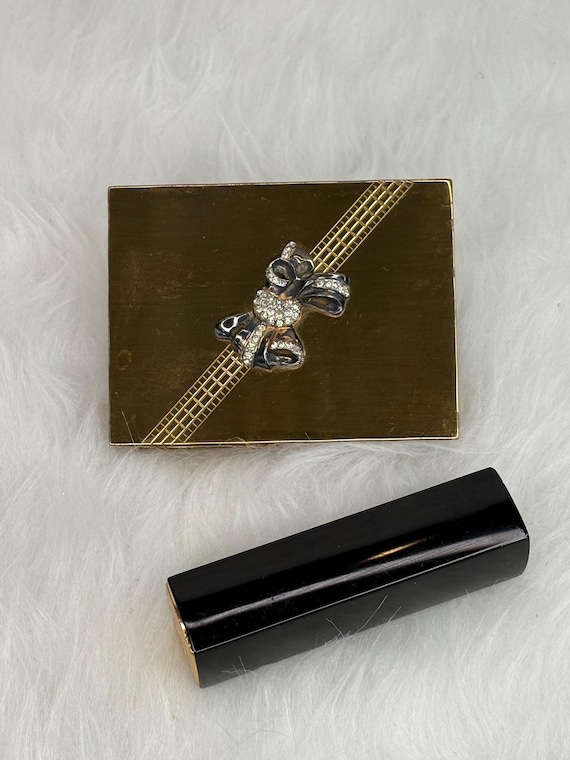 Vintage Volupte' Gold Powder Compact, Rectangular Volupte' Powder Compact
