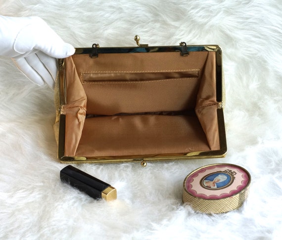 Vintage Gold Lame’ Handbag/Clutch, 1960s Gold Lam… - image 3