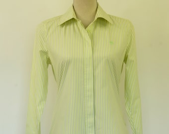 Blusa vintage a rayas de Lilly Pulitzer: algodón verde, manga larga, talla 2