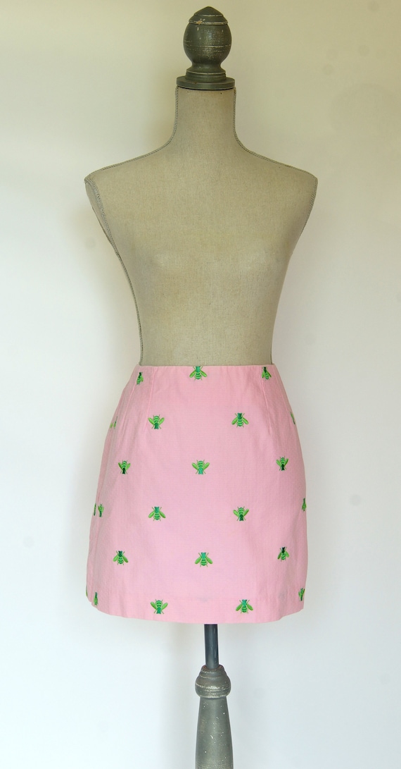 Vintage Lilly Pulitzer Pink Skirt With Green Bees,