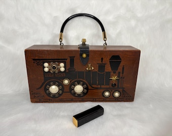 True vintage 1960s Enid Collins of Texas Wood Box Purse