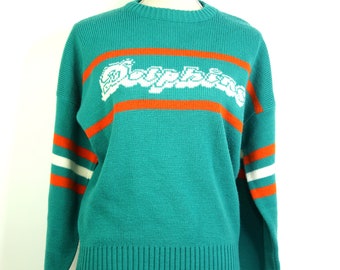Vintage Miami Dolphins Pullover Sweater | Vintage NFL Sweater | Teal, Orange, & White Sweater | Vintage Football Sweater | Football Fan Gift