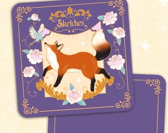 Magical Fox Sketchbook, Hardbound Sketchbook. Gift for Art Lovers.