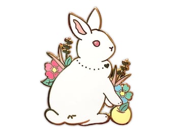 Ruby-Eyed White Rabbit Emaille Pin: Haustier Geschenk