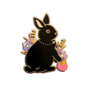 Black Rabbit Pin, Black Rabbit Enamel Pin, Enamel Pin, Rabbit Pin, Bunny Pin, Rabbit Pin, Rabbit Enamel Pin, Bunny Enamel Pin, Black Bunny