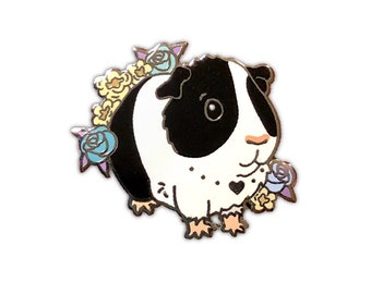 Black and White Guinea Pig Pin, Guinea Pig, Enamel Pin, Hard Enamel Pin, Lapel Pin, Guinea Pig Pin, Pet Pin, Guinea Pig Gift, Enamel Pins