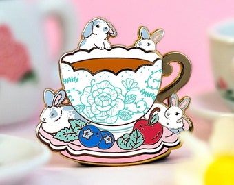 Teetasse Kaninchen Emaille Pin, Emaille Pin, Kaninchen Pin, Häschen Pin, Teetasse Pin, Tee, Teetasse, Kaninchen Emaille Pin, Häschen Emaille Pin, Pins