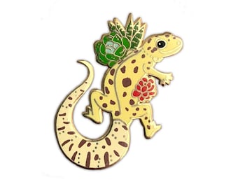 Yellow Spotted Gecko Hard Enamel Pin - Gold Pin, Pet Gift