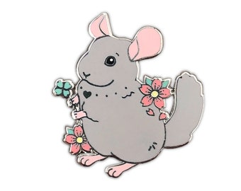 Grey Chinchilla Enamel Pin: Pet Gift
