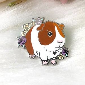 Calico Guinea Pig Enamel Pin Hard Enamel Lapel Pin, Pet Gifts, Gift for Pet Lovers, Guinea Pig Gift, Gift For Guinea Pig, Guinea Pig Art image 1