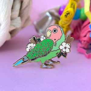 Peach Lovebird Enamel Pin, Lovebird enamel pin, lovebird, peach lovebird, bird pin, enamel pin, pet birds, pet pins, lovebirds, pet lovebird