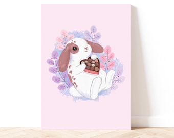 Sweet As Candy Lop Bunny Art Print, Art Print,  Fine Art Print, Rabbit Art Print, Bunny Art Print, Rabbit Art
