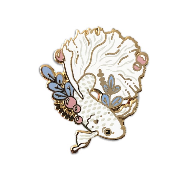 White Betta Fish Enamel Pin, Betta Fish, Betta, Betta Pin, Fish Pin, Betta Fish Enamel Pin, Betta Fish Pet