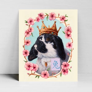 Year of the Rabbit Art Print, Chinese Zodiac Horoscope