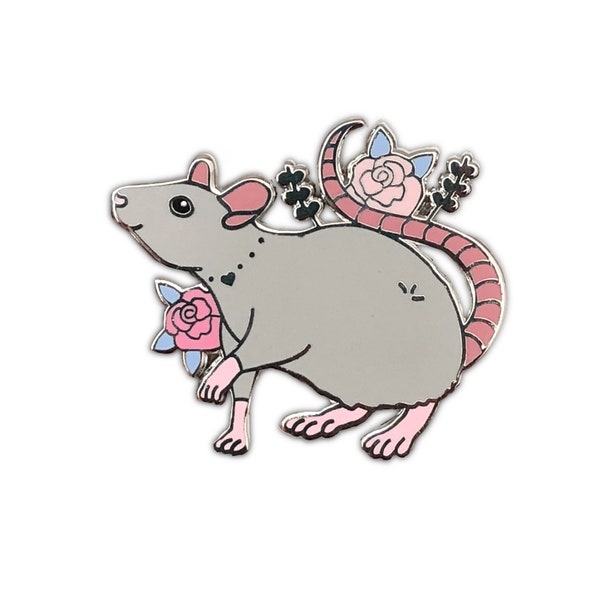 Grey Rat Pin, Rat Pins, Rat Pin, Enamel Pin, Rat enamel pin, rat gift, gift for rat lovers, rat gifts, rats, rat jewelry, pins, enamel pins