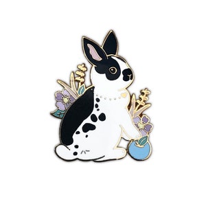 Black and White Rabbit Pin, Rabbit Pin, Bunny Pin, Enamel Pin, Rabbit Enamel Pin, Rabbit Gift, Pet Gift, Pet Gifts, Rabbit Toy, Enamel Pins