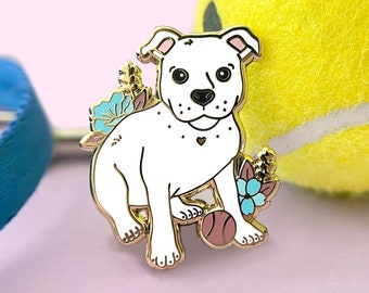 White Pit Bull Enamel Pin, Enamel Pin, Pit Bull, Dog Pin, Dog, Dog Enamel Pin, Pet Pin, pit bull, pit bull gifts, pit bull dog, pet pins