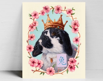 Year of the Rabbit Art Print, Art print, Chinese Zodiac, Fine Art Print, Rabbit Art Print, Bunny Art Print, Rabbit Art, Horoscope, Zodiac