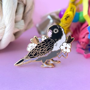 Black Lovebird Enamel Pin, Lovebird enamel pin, lovebird, Black lovebird, bird pin, enamel pin, pet birds, pet pins, lovebirds, pet gifts
