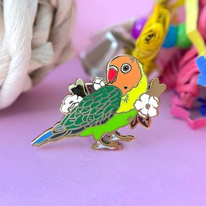 Rainbow Lovebird Enamel Pin, Lovebird enamel pin, lovebird, rainbow lovebird, bird pin, enamel pin, pet birds, pet pins, lovebirds