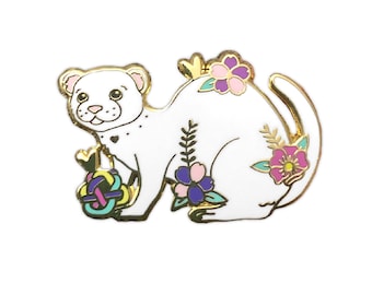 White Ferret Enamel Pin, Enamel Pin, Ferret Pin, Ferret Enamel Pin, White Ferret, Ferret Pet, Pet Pin, Pet Gifts, Pet Gift, Enamel Pins