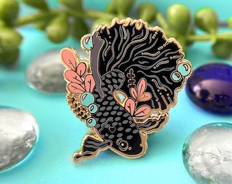 Black Betta Fish Enamel Pin, Betta Fish, Betta, Betta Pin, Fish Pin, Betta Fish Enamel Pin, Betta Fish Pet, Fish Pins, Pet Fish, Enamel Pins