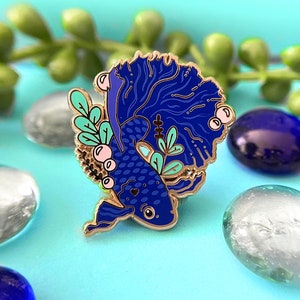 Blue Betta Fish Enamel Pin, Betta Fish, Betta, Betta Pin, Fish Pin, Betta Fish Enamel Pin, Betta Fish Pet, Fish Pins, Pet Fish, Enamel Pins