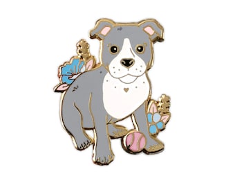 Grey Pit Bull Enamel Pin, Enamel Pin, Pit Bull, Dog Pin, Dog, Dog Enamel Pin, Pet Pin, Dog Gift, Dog Gifts, Enamel Pins, Dog Pins