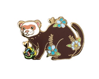 Brown Ferret Enamel Pin, Enamel Pin, Ferret Pin, Ferret Enamel Pin, White Ferret, Ferret Pet, Pet Pin