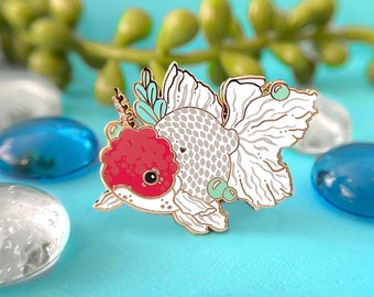 Red Cap Oranda Goldfish Enamel Pin, Oranda Goldfish, Oranda Pin, Oranda Enamel Pin, Goldfish Enamel Pin, Goldfish Pin, Enamel Pins, Goldish