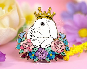 Crowned Rabbit Pin, Enamel Pin, Rabbit Pin, Bunny Pin, White Rabbit Pin, Rabbit Enamel Pin, Bunny Enamel Pin, Rabbit Gift, Enamel Pins