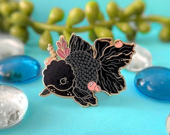 Black Oranda Goldfish Enamel Pin, Oranda Goldfish, Oranda Pin, Oranda Enamel Pin, Goldfish Enamel Pin, Goldfish Pin, Enamel Pins, Goldish