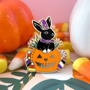 Halloween Black Bunny Enamel Pin, Black rabbit, halloween pin, halloween enamel pin, enamel pin, rabbit pin, bunny pin, pins, rabbit pins